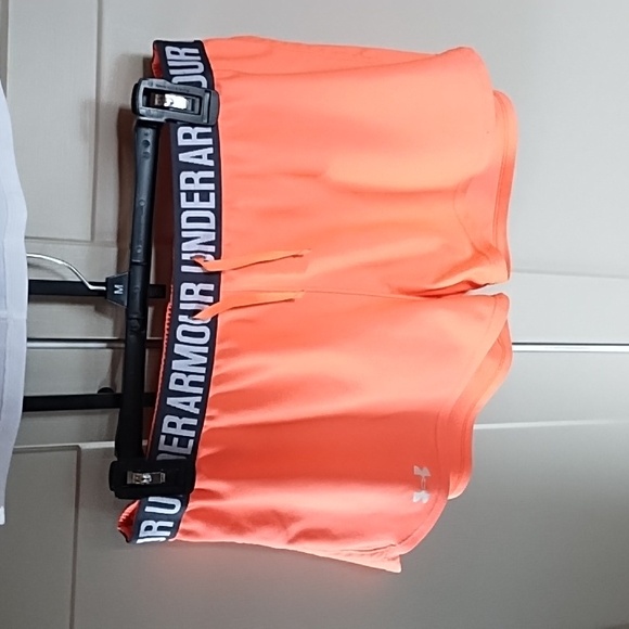 Under Armour Women's Vibrant Orange Athletic Shorts W White Tek Gear Nylon Top - Picture 2 of 6